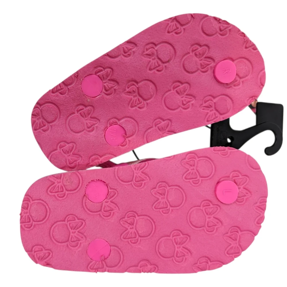 Minnie Mouse Disney Junior Girls Sandals Pink Bow Thongs Flip Fops Girls 7/8